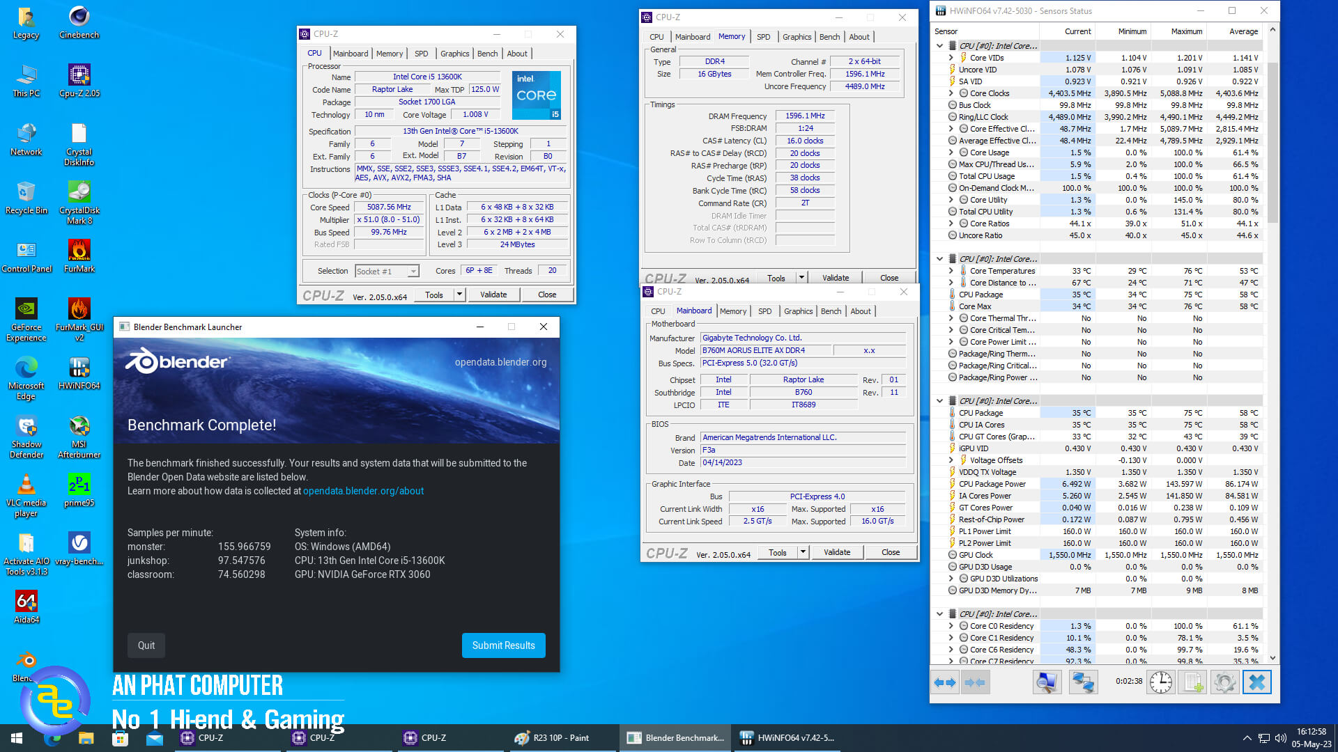 PCAP WS12 (B760M Core I5 13600K 500GB SSD 8GB RAM 750W)