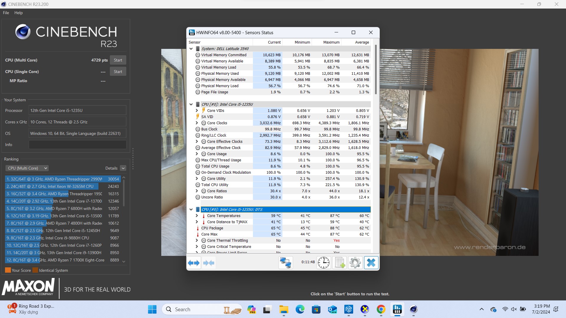 Laptop Dell Latitude 3540 71038100 Cinebench CPU