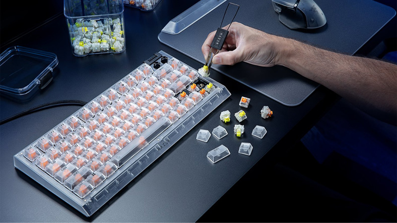 Bàn phím cơ Razer Blackwidow V4 75% Phantom White Edition