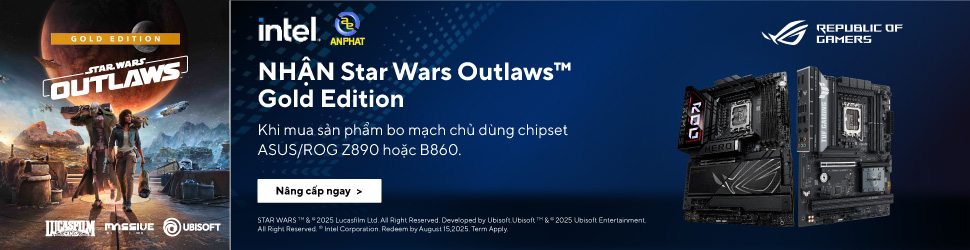 NHẬN NGAY CODE GAME STAR WARS OUTLAW GOLD EDITION TRỊ GIÁ 1,890,000Đ KHI MUA BO MẠCH CHỦ ASUS/ ASUS ROG Z890 HOẶC B860 BẤT KÌ