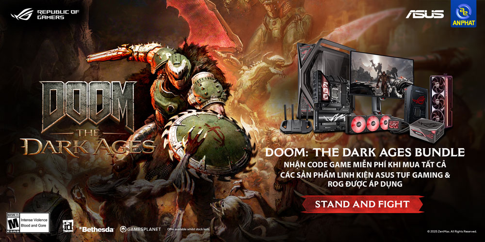 TẶNG CODE GAME DOOM trị giá 1,630,000đ VÀ CƠ HỘI BỐC THĂM TRÚNG THƯỞNG BỘ PC LẮP RÁP KHI MUA LINH KIỆN ASUS
