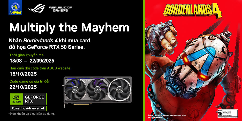 Mua Card đồ họa ASUS NVIDIA GEFORCE RTX™ 50 SERIES nhận ngay code game BORDERLANDS 4