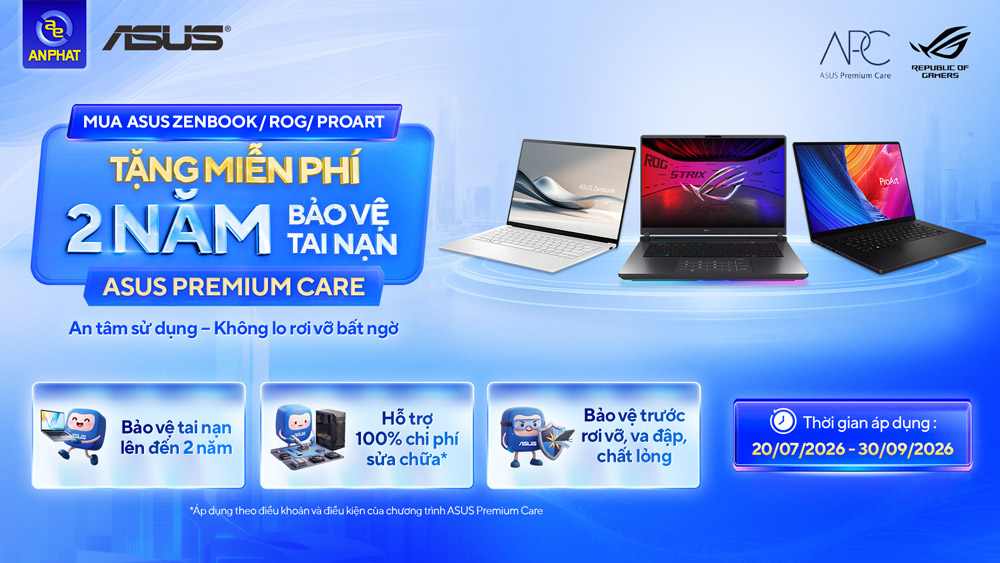 Tặng miễn phí 2 năm Bảo vệ tai nạn khi mua laptop Zenbook / ROG / ProArt