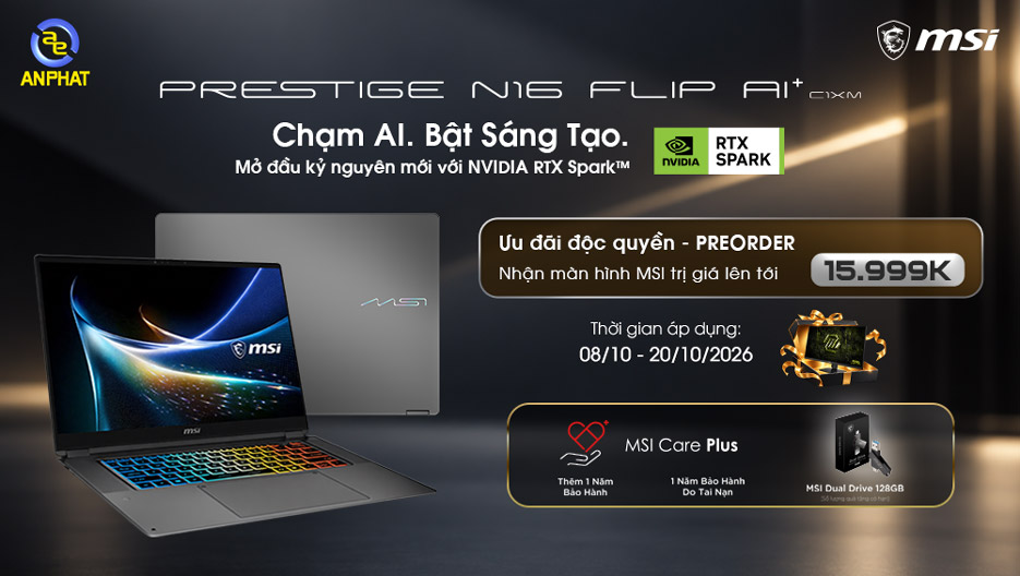 [PRE-ORDER] Đặt mua Prestige N16 Flip AI+ RTX Spark mới nhất nhận quà độc quyền