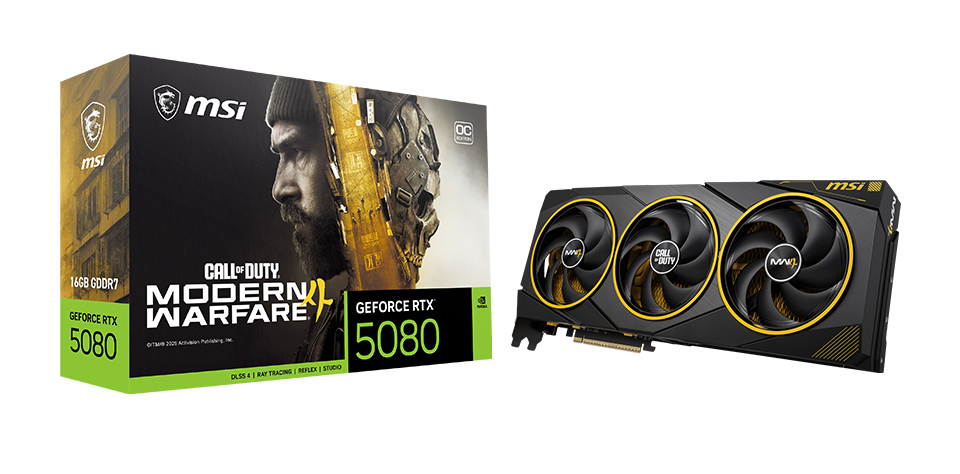 MSI ra mắt RTX 5080 bản Call of Duty: Modern Warfare 4, tản nhiệt cũng được sơn vàng