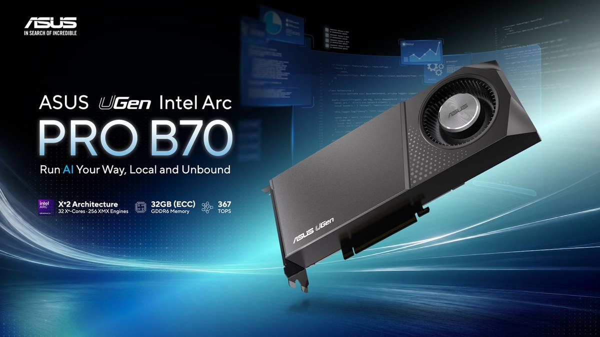 ASUS giới thiệu UGen Intel Arc Pro B70 32GB, mở rộng lựa chọn chạy AI tại máy