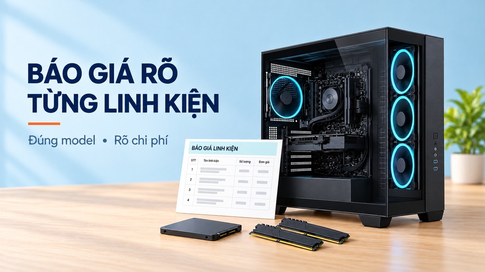 Báo giá PC đồ họa rõ model linh kiện và từng khoản chi