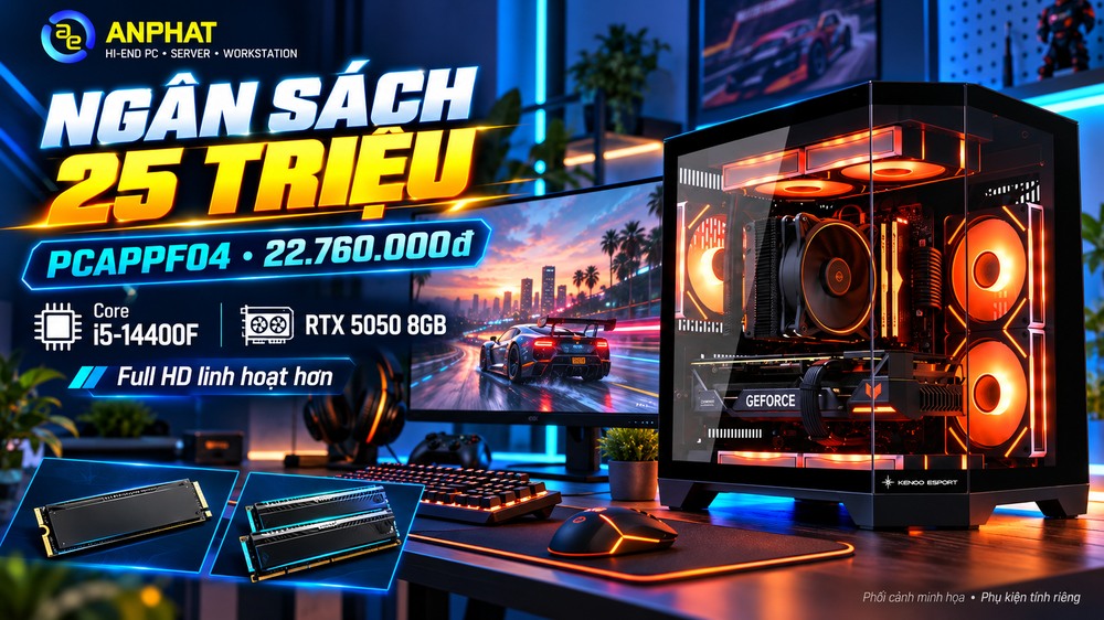 PCAPPF04 Core i5-14400F RTX 5050 8GB cho ngân sách build PC 25 triệu