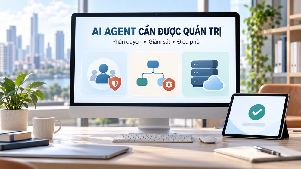 Minh họa quản lý quyền truy cập và theo dõi công việc của trợ lý AI