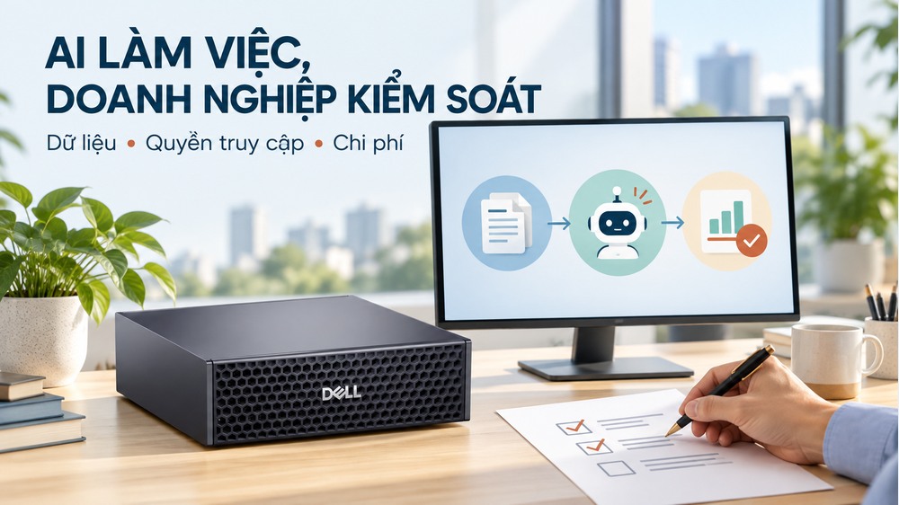 Minh họa kiểm soát dữ liệu, quyền truy cập và chi phí khi dùng AI doanh nghiệp