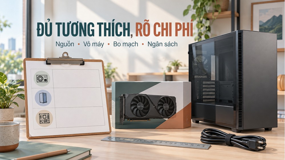 Kiểm tra nguồn, vỏ máy, bo mạch và ngân sách trước khi mua linh kiện