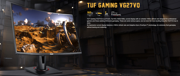 ASUS ra mắt Màn hình TUF Gaming VG27VQ: tấm nền VA 27 inch, 1080p, 165 Hz, 1ms, 1500R