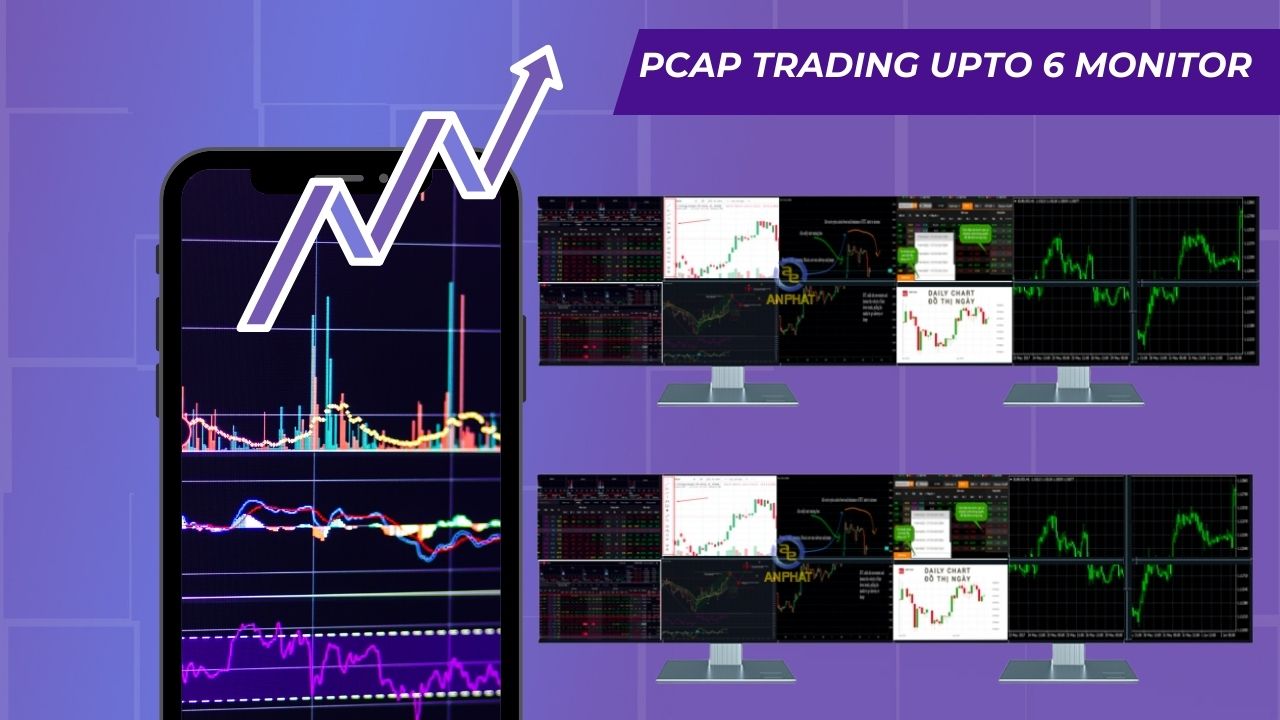 PCAP Trader Basic 1 for 6 Monitor - Case máy tính PC Trading Computing giao dịch chứng khoán, cổ phiếu, Forex,chứng khoán , tiền ảo , giám sát camera