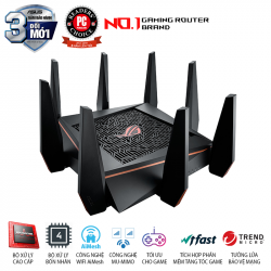 ASUS ROG Rapture GT-AC5300 (Gaming Router) AC5300 WTFast, AiMesh 360 WIFI Mesh, 3 băng tần, chipset Broadcom, AiProtection, USB 3.0