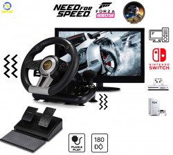 Vô lăng chơi game PXN V3 II Pro Racing Wheel cho PC / Playstation 4 ( Vô lăng 180 độ , có rung , có cần số , 6 Platform...) 