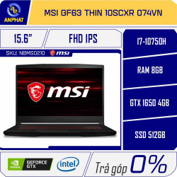 Laptop MSI GF63 Thin 10SCXR 074VN