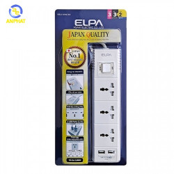 Ổ cắm điện ELPA ESU-VNC33 3 ổ điện, 1 công tắc, 3m, 2xUSB 