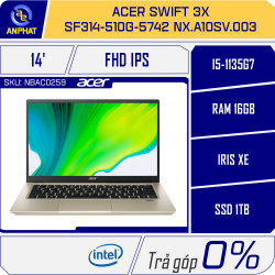 Laptop Acer Swift 3x SF314-510G-5742 NX.A10SV.003