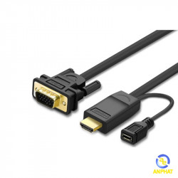 Cáp chuyển đổi HDMI to VGA 1,5m hỗ trợ nguồn chính hãng Ugreen 30449 cao cấp