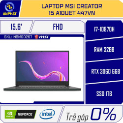 Laptop MSI Creator 15 A10UET 447VN (Core I7-10870H | 32GB | 1TB SSD | RTX 3060 6GB | 15.6 inch FHD Touch | Win 10 | Xám)