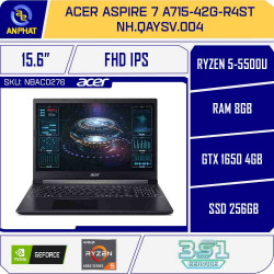 Laptop Acer Aspire 7 A715-42G-R4ST NH.QAYSV.004 (R5-5500U | 8GB | 256GB | GTX 1650 4GB | 15.6 inch FHD | WIn 10)