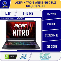 Laptop Acer Nitro 5 AN515-56-79U2 NH.QBZSV.001 (Core i7-11370H | 8GB | 512GB | GTX 1650 4GB | 15.6 inch FHD | Win 10 | Đen)