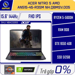 Laptop Acer Nitro 5 AMD AN515-45-R3SM NH.QBMSV.005 (Ryzen 5-5600H | 8GB | 512GB | GTX 1650 4GB | 15.6' FHD | Win10 | Đen)