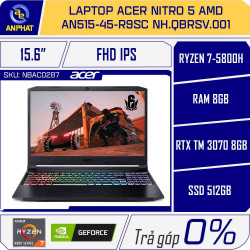 Laptop Gaming Acer Nitro 5 AMD AN515-45-R9SC NH.QBRSV.001 (Ryzen 7-5800H | 8GB | 512GB | RTX TM 3070 8GB | 15.6 inch FHD | Win 10 | Đen)