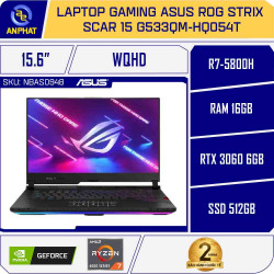 Laptop Gaming Asus ROG STRIX SCAR 15 G533QM-HQ054T (Ryzen 7-5800H | 16GB | 512GB | RTX 3060 6GB | 15.6 WQHD | Win 10 | Đen)