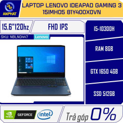 Laptop Lenovo IdeaPad Gaming 3 15IMH05 81Y400X0VN (Core i5-10300H | 8GB | 512GB | GTX 1650 4GB | 15.6 inch FHD | Win 10 | Xanh)