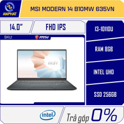 Laptop MSI Modern 14 B10MW 635VN (Core i3-10110U | 8GB | 256GB | Intel UHD | 14.0 inch FHD | Win 10 | Xám)
