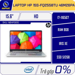 Laptop HP 15s-fq2558TU 46M26PA (Core i7-1165G7 | 8GB | 512GB | Intel Iris Xe | 15.6 inch HD | Win 10 | Bạc) 