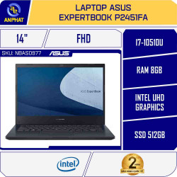 Laptop Asus ExpertBook P2451FA (Core i7-10510U | 8GB | 512GB | Intel UHD | 14.0 inch FHD | Endless | Đen)