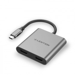 Bộ chuyển đổi Type C sang HDMI kép Lention C53s - Xám