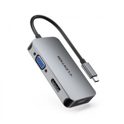 Bộ chuyển đổi Type C sang HDMI, DisplayPort và VGA Lention CE54HVD - Xám