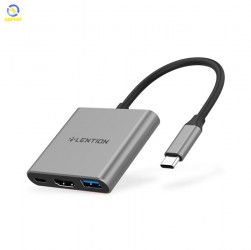 Bộ chuyển đổi Type C 3 trong 1 Lention C14H - Xám