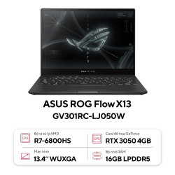 Laptop Asus ROG Flow X13 GV301RC-LJ050W (Ryzen™ 7-6800HS | 16GB | 512GB | RTX™ 3050 4GB | 13.4-inch WUXGA | Cảm ứng | Win 11 | Off Black)