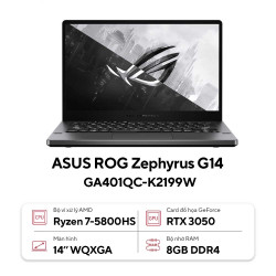 Laptop Asus ROG Zephyrus G14 GA401QC-K2199W ( Ryzen™ 7-5800HS | 8GB | 512GB | GeForce RTX™ 3050 | 14 inch WQXGA | Windows 11 Home | Eclipse Gray)