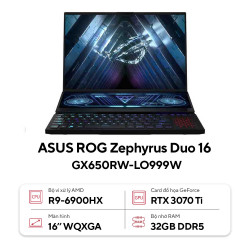 Laptop Asus ROG Zephyrus Duo 16 GX650RW-LO999W (Ryzen™ 9-6900HX | 32GB | 1TB | RTX™ 3070 Ti 8GB | 16-inch WQXGA | Win 11 | Đen)