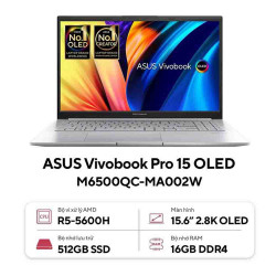 Laptop Asus Vivobook Pro15 OLED M6500QC-MA002W (Ryzen 5 5600H | 16GB | 512GB | RTX 3050 4GB | 15.6-inch 2.8K OLED | Win 11 | Bạc)