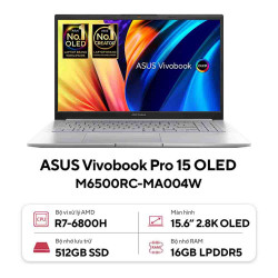 Laptop Asus Vivobook Pro15 OLED M6500RC-MA004W (Ryzen 7- 6800H | 16GB | 512GB | RTX 3050 4GB | 15.6-inch 2.8K | Win 11 | Bạc)