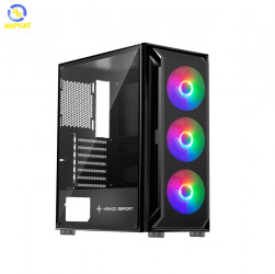 Vỏ Case KENOO ESPORT AF302 - 3F - Mầu Đen (ATX/ 3 Fan RGB)