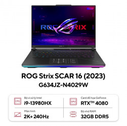 Laptop Asus ROG Strix SCAR 16 G634JZ-N4029W (Intel Core i9-13980HX | RTX  4080 12GB |32GB | 1TB |  16 inch QHD+ 240Hz| Win 11 | Đen)