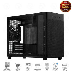 Vỏ Case Mini MicroATX ASUS Prime AP201 MESH TG BLACK (Matx / USB C/ Mặt Kính)