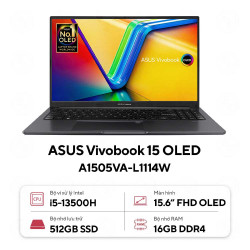 Laptop Asus Vivobook 15 OLED A1505VA-L1114W (Core i5-13500H | 16GB | 512GB | Iris Xe Graphics | 15.6inch FHD | Windows 11 SL | Đen)