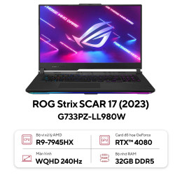 Laptop Asus ROG Strix SCAR 17 G733PZ LL980W (R9-7945HX |RTX 4080 | RAM 32GB | 1TB SSD |  17.3 inch WQHD | Win 11 | Đen)