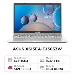 Laptop Asus Vivobook X515EA-EJ3633W (Intel Core i3-1115G4 | 8GB | 512GB | Intel® UHD | 15.6-inch FHD | Win 11 | Bạc)