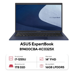 Laptop Asus ExpertBook B9400CBA-KC0325X (Intel Core i7-1255U | 16GB | 1TB | Intel Iris Xe | 14.0-inch FHD | Win 11 Pro | Đen)