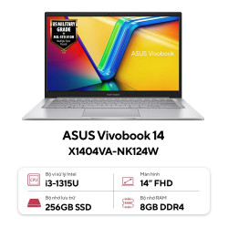 Laptop Asus Vivobook 14 X1404VA-NK124W (Intel Core i3-1315U | 8GB | 256GB | Intel UHD | 14 inch FHD | Win 11 | Bạc)