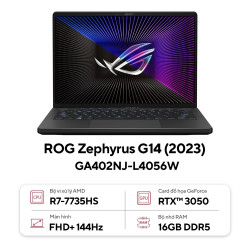 Laptop Asus ROG Zephyrus G14 GA402NJ-L4056W (AMD Ryzen 7 7735HS | RTX 3050 | 16GB | 512GB | 14 inch FHD+ | Win 11 | Xám)
